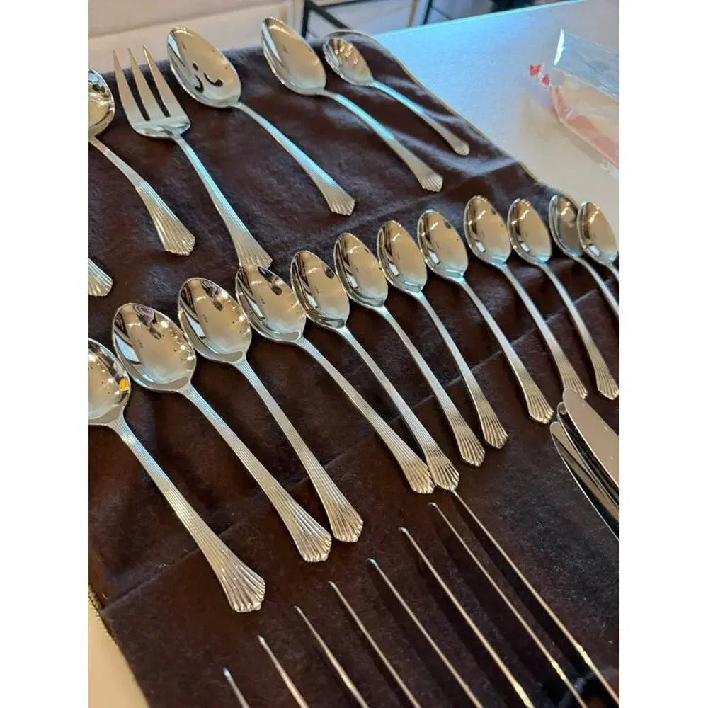 66 pc Royal Gallery 18-8 Stainless Steel Flatware Perfect FULL Set Korea